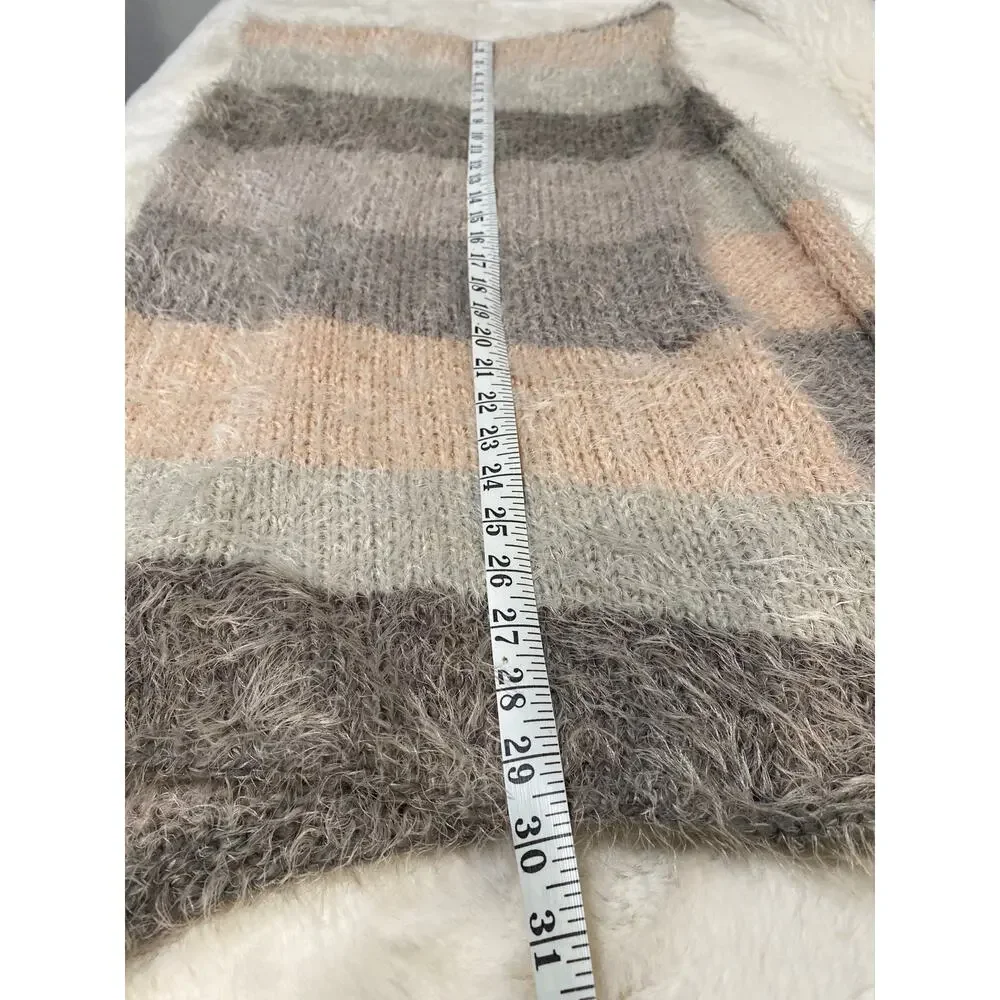 Boho Super Soft Knit Fuzzy Angora‎ Scarf Neutral